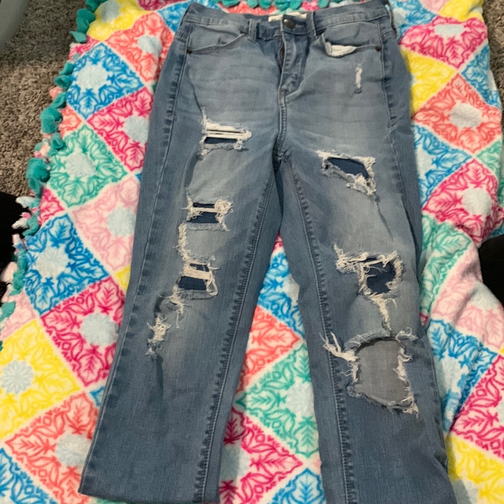 Muddy distressed jeans